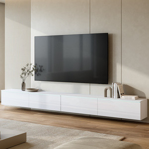 Biała szafka RTV 300 cm z oświetleniem LED BROMI