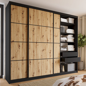 WYPRZEDAŻ Duża szafa przesuwna 280 cm do garderoby LOFT MAX dąb artisan