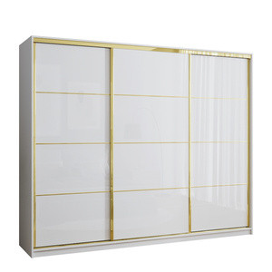 WYPRZEDAŻ Szafa do sypialni 250 cm GOLD NEW biały połysk