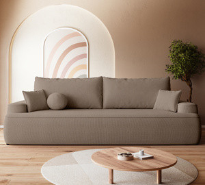 WYPRZEDAŻ Brązowa sofa rozkładana z funkcją spania do salonu CARMELLO