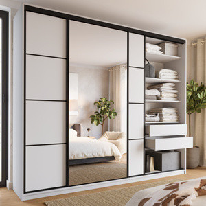 WYPRZEDAŻ Duża biała szafa przesuwna z lustrem 280 cm LOFT MAX
