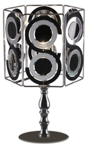 Chromowo-czarna lampka stołowa do salonu NEMO z miejscem na żarówkę