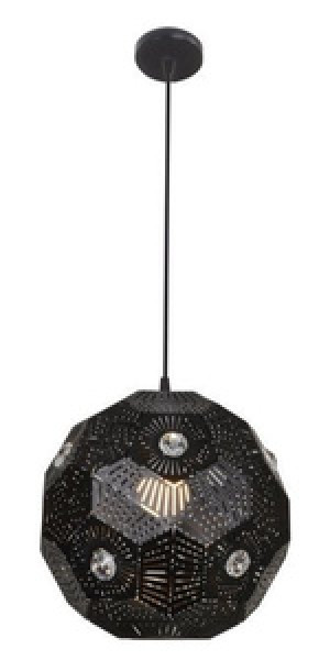 Czarna lampa wisząca sufitowa z regulacją wysokości do salonu EUPHORIA metal