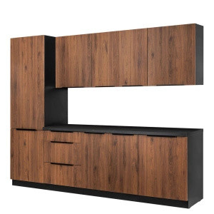 Nowoczesne meble kuchenne 260 cm MARGARET orzech okapi