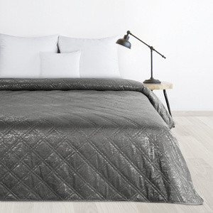 Narzuta na łóżko 170x210 cm stalowa LUXO welurowa ze wzorem