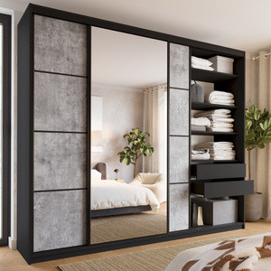 WYPRZEDAŻ Pojemna garderoba szafa przesuwna z lustrem 280 cm LOFT MAX