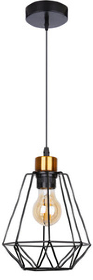 Czarna lampa wisząca z drucianym kloszem do salonu PRIMO metal