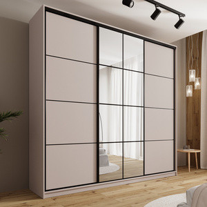 WYPRZEDAŻ Beżowa wysoka szafa przesuwna z lustrem 250 cm EDGE MAX