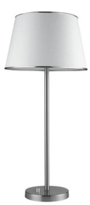 Beżowa lampa stołowa gabinetowa do salonu IBIS satynowa srebrna E14