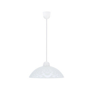 Biała lampa wisząca z kloszem we wzór do salonu BRONTE E27