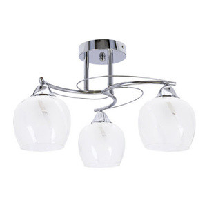 Srebrna lampa wisząca sufitowa 3-punktowa do salonu PREGO metal szkło