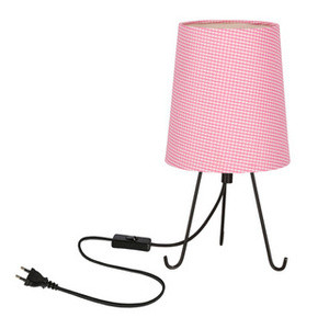 Czarna lampa stołowa z abażurem różowym do salonu SMALLY 1-punktowa