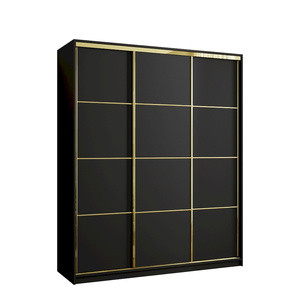 WYPRZEDAŻ Czarna szafa do sypialni z szufladami 180 cm GOLD NEW