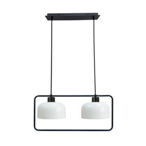 Czarna lampa wisząca z białym kloszem do salonu ZODIAC 2-punktowa