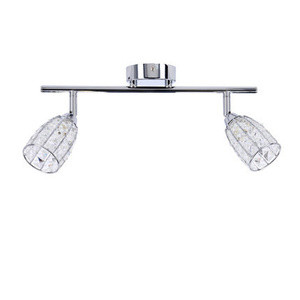 Chromowa lampa sufitowa listwa 2-punktowa do salonu SHIBA metal