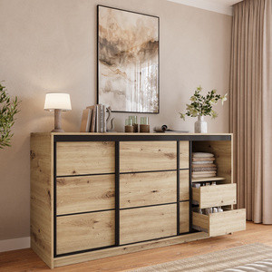 Loftowa komoda dąb artisan z szufladami 180 cm LOFT