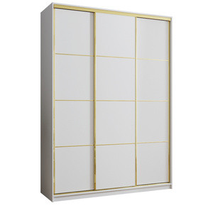 WYPRZEDAŻ Biała szafa trzydrzwiowa z szufladami 180 cm GOLD NEW MAX