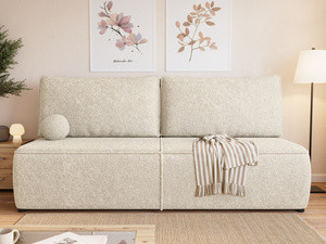Sofa rozkładana z funkcją spania i pojemnikiem na pościel FELIA boucle