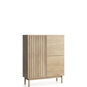 Komoda do salonu nowoczesna 106 cm SOLVO z ryflowanym frontem dąb cremona