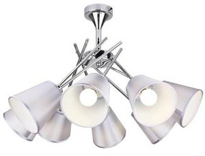 Srebrna lampa sufitowa regulowana 8-punktowa do salonu VOX metalowa
