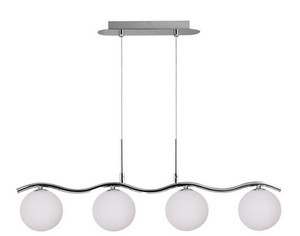 Biała lampa wisząca sufitowa kula 4-płomienna do salonu RAMON chrom