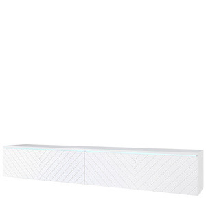 Biała wisząca szafka RTV 180 cm BROMI jodełka MDF