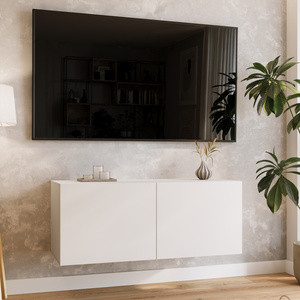 Wisząca szafka RTV 100 cm z półkami do salonu LORI biały