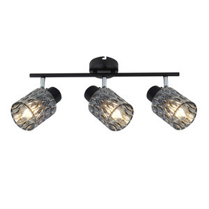 Czarna lampa sufitowa listwa 3-punktowa do salonu BILL klosz dymiony