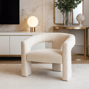 Kremowy fotel do salonu LILLY boucle