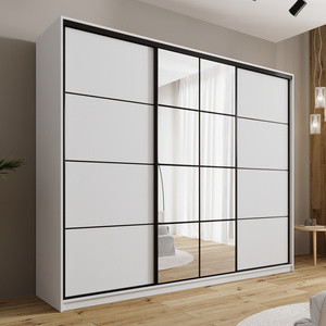 WYPRZEDAŻ Biała szafa przesuwna 250 cm z lustrem i drążkami EDGE