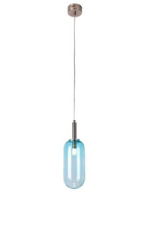 Niebieska lampa wisząca nad stół i do salonu FIUGGI szklany klosz LED