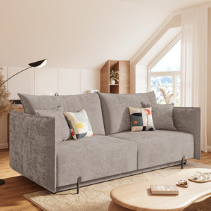 WYPRZEDAŻ Sofa beżowa z pojemnikiem na pościel rozkładana CALMO