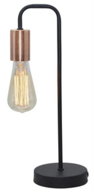 Czarna lampa stołowa nocna bez klosza do sypialni HERPE metal