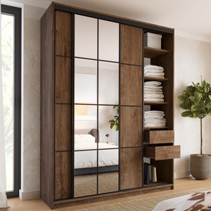 Loftowa wysoka szafa przesuwna z lustrem 180 cm EDGE MAX