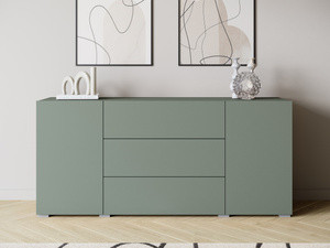 Komoda 150 cm do salonu z szufladami BRAVIN mglista zieleń