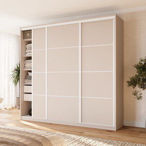 WYPRZEDAŻ Pojemna beżowa szafa przesuwna 250 cm z szufladami VITA MAX