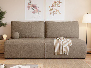 Sofa z funkcją spania i pojemnikiem na pościel do salonu FELIA boucle