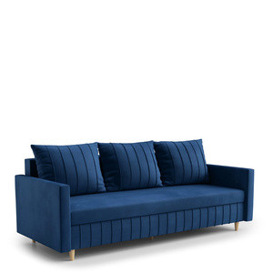 Welurowa sofa z funkcją spania i pojemnikiem do salonu FOCUS
