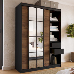 Szafa przesuwna z lustrem 150 cm do sypialni EDGE orzech