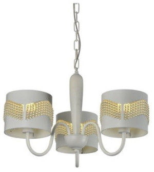 Biała lampa wisząca sufitowa z koralikami do salonu ANTONIO metal