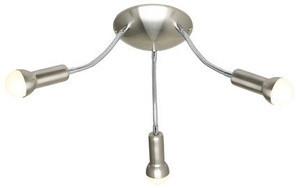 Srebrna lampa sufitowa plafon 3xE14 do salonu ARC metal