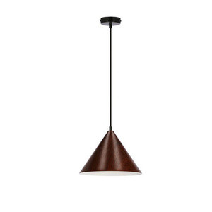 Brązowa lampa wisząca do salonu DUNCA klosz ciemny orzechowy 25 cm