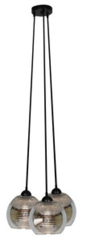 Srebrna lampa wisząca sufitowa z 3 kloszami do salonu TOP metal-szkło