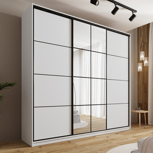 WYPRZEDAŻ Duża biała szafa przesuwna z lustrem 250 cm do sypialni EDGE MAX