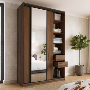 Wysoka szafa przesuwna z lustrem 150 cm do sypialni LOFT MAX orzech