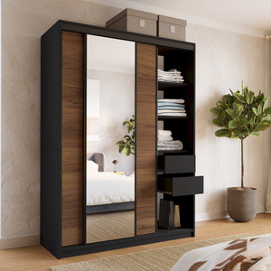 Szafa przesuwna z lustrem 150 cm do sypialni LOFT orzech