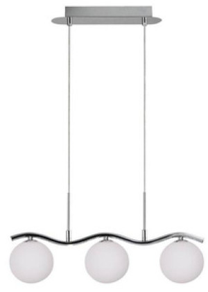 Srebrna lampa wisząca 3-punktowa do salonu RAMON kula szkło metal
