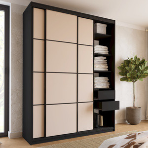 WYPRZEDAŻ Pojemna trzydrzwiowa szafa przesuwna 180 cm LOFT MAX beż piaskowy