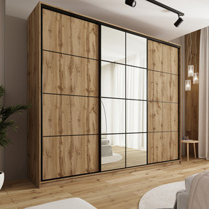 WYPRZEDAŻ Wysoka szafa przesuwna z lustrem 280 cm EDGE MAX dąb wotan