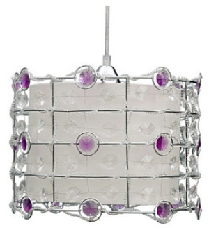Fioletowa lampa wisząca sufitowa glamour do salonu SENECA metal 1xE27